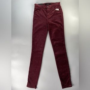 J Brand Maroon Velvet Skinny Jeans